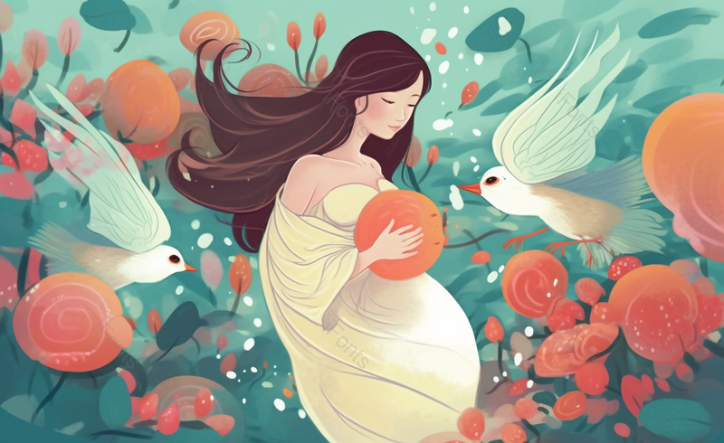 孕妇蓝色手绘背景小清新孕妇母亲节原创插画海报素材,插画/手绘图,插画/手绘图库,插画/手绘图下载,插画/手绘